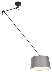 Lampada a sospensione nera con paralume in lino grigio scuro 35 cm - Blitz