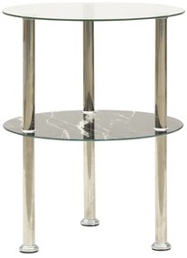 322789 vidaXL 2-Tier Side Table Transparent &amp; Black 38 cm Tempered Glass