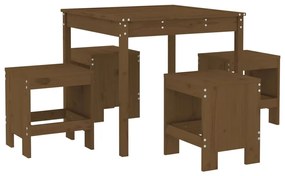 Set da pranzo da giardino 5 pz miele in legno massello di pino