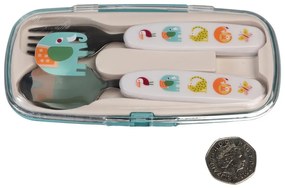 Posate per bambini color crema in acciaio inox 2 pz Wild Wonders – Rex London