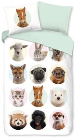 Set copripiumino e federa da bambini in cotone per letto singolo ed esteso 140x220 cm Young Animals – Good Morning