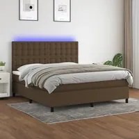 Letto a Molle Materasso e LED Marrone Scuro 160x200 cm Tessuto 3135208