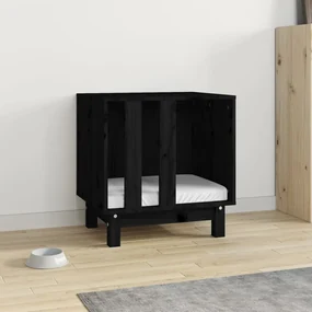 Casetta per cani nero 50x40x52 cm in legno massello di pino