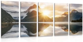 Quadri 5 pezzi – Bellissimo alba in Nuova Zelanda