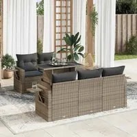 Set Divano da Giardino 6 pz con Cuscini Grigio in Polyrattan 3326411