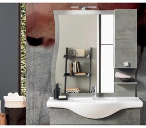 Specchio da bagno con lampada LED e pensile ONDA 80 cemento
