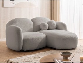 Divano angolare grigio (con penisola a destra/con chaise lounge) con rivestimento in bouclé Orbit – Ropez