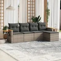 Set Divano da Giardino 5 pz con Cuscini Grigio in Polyrattan 3226760