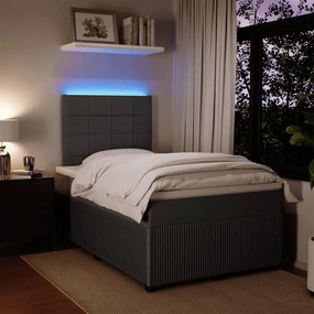 Giroletto a molle con materasso grigio scuro 120x200 cm velluto