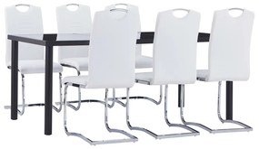 Set Sala Da Pranzo 7 Pz İn Similpelle Bianco /