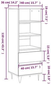 Credenza Rovere Sonoma 40x36x110 cm in Legno Multistrato