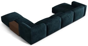 Divano angolare componibile blu scuro (con penisola a destra/a U) con rivestimento in velluto Martina – Micadoni