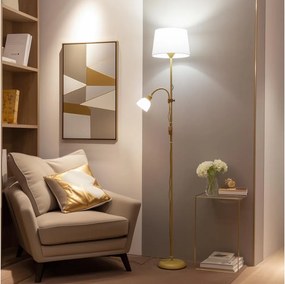 Brilagi - Lampada da terra CERIA 2 in 1 1xE27/100W/230V + 1xE14/25W dorata/bianca