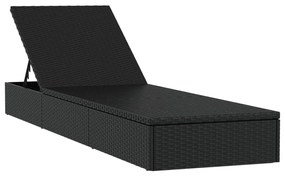 Lettini prendisole 2pz con tavolino nero in polyrattan