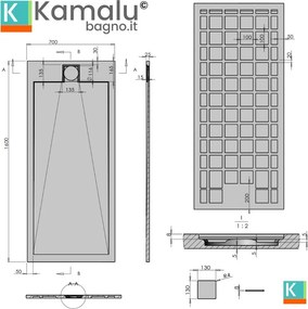 Piatto doccia in resina 70x160 effetto pietra | KR1000 - KAMALU