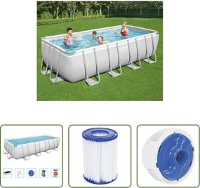 vidaXL Piscina rettangolare - Bestway Power Steel Set Piscina Rettangolare 488x244x122 cm