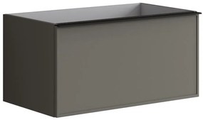 Mobile da bagno da fissare sotto lavabo L 80 x H 40 x P 45.5 cm grigio laccato, 2 cassetti Pixel frame