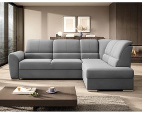 Divano angolare grigio allungabile/con contenitore (con penisola a destra/a L) e rivestimento in velluto Siber – ELTAP