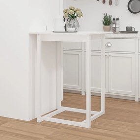 Tavolo Da Bar Bianco 80x80x110 Cm İn Legno Massello Di Pino /