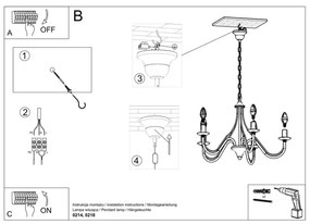 Lampadario a sospensione con catena MINERWA 5 5xE14/40W/230V bianco