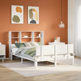 Letto libreria senza materasso bianco 140x190 cm legno di pino