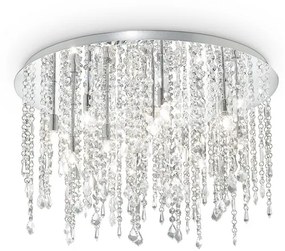 Plafoniera Classica Royal Metallo-Cristallo Cromo 12 Luci G9 3W 3000K Luce Calda