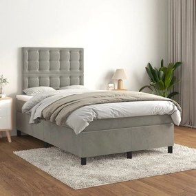 Giroletto A Molle Con Materasso Grigio Chiaro 120x200cm Velluto /