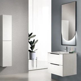 Mobile bagno sospeso 60 cm con specchio luce LED BALI Olmo Bianco