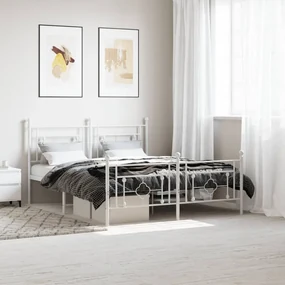 Giroletto Con Testiera E Pediera Metallo Bianco 150x200 Cm /