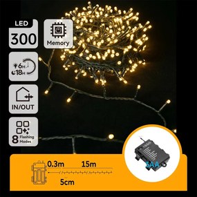 Aigostar-LED Catena luminosa da esterno 300 LED/8 funzioni 3xAA 15,3 m IP44 bianco caldo