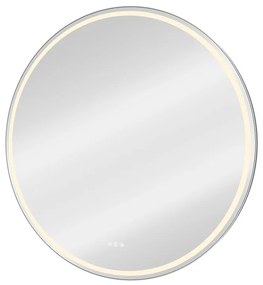 Specchio con illuminazione integrata bagno tondo SENSEA L 100 x H 100 x P 3 cm grigio / argento