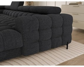 Divano angolare grigio scuro allungabile (con penisola a sinistra/a U) con rivestimento in bouclé Feraria – ELTAP