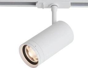 Faretto moderno bianco per sistema di illuminazione su binario monofase con LED orientabile e inclinabile - Iconic Zoom