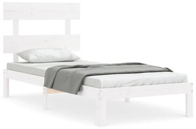 Giroletto con testiera bianco single in legno massello