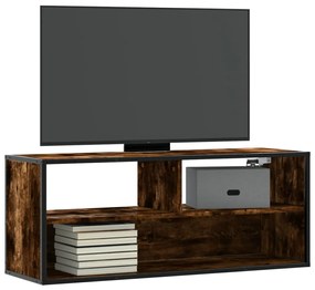 Mobile Tv Rovere Fumo 100x31x39,5cm Legno Multistrato E Metallo /