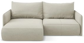 Divano angolare color crema allungabile/con contenitore (con penisola a sinistra) Nanea – Makamii