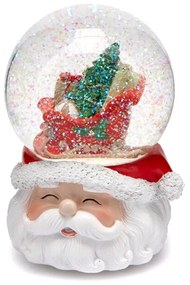 Sfera di vetro con neve e carillon Babbo Natale 14x11 cm