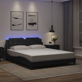 Giroletto Con Luci Led Nero 160x200 Cm İn Similpelle /
