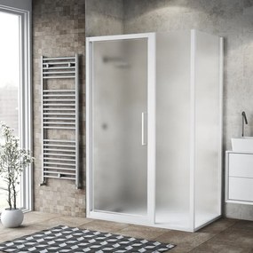 Porta doccia battente Record L 110 x H 195cm, Sp. 6 mm in vetro serigrafato profilo bianco