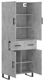 Credenza Grigio Cemento 69,5x34x180 cm in Legno Multistrato