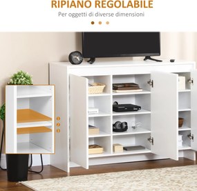 Credenza 12 Ripiani Interni 120x35x85 cm in Truciolato Bianco...