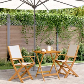 Set Da Bistrot 3pz Bianco Crema İn Tessuto E Legno Massello /