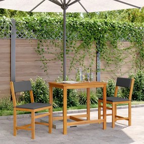 Set Da Balcone 3pz Con Cuscini İn Legno Massello Di Acacia /