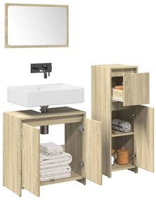 Set Mobili Da Bagno 3 Pz Rovere Sonoma İn Legno Multistrato /