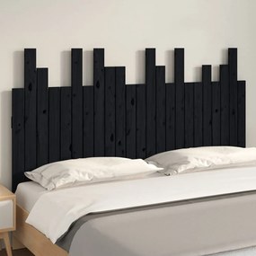 Testiera da parete nera 146,5x3x80 cm in legno massello di pino