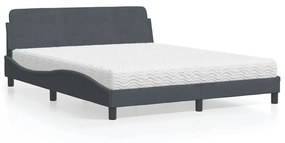 Letto Con Materasso Grigio Scuro 160x200 Cm İn Velluto /