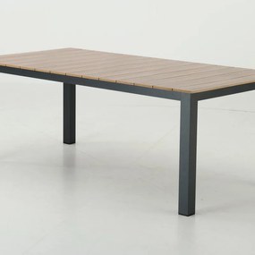 Tavolo da pranzo per giardino Capri in alluminio con piano in polywood marrone per 6 persone 200x100cm