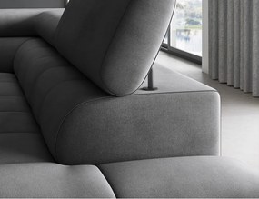 Divano angolare grigio scuro allungabile/con contenitore (con penisola a destra/a L) e rivestimento in velluto Ferucce – ELTAP