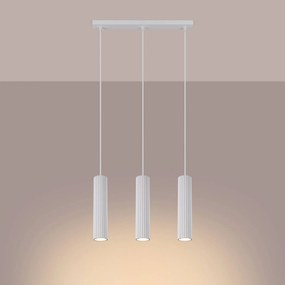 SOLLUX LIGHTING Lampada a sospensione Carbon, bianca, lunghezza 45 cm, alluminio, a 3 luci.
