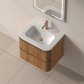 Mobile bagno 60 cannettato con lavabo incasso ceramica | KAM-NORTH-60C - KAMALU